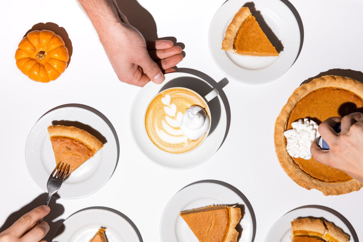 pumpkin spice latte spread with pieces of pumpkin pie
