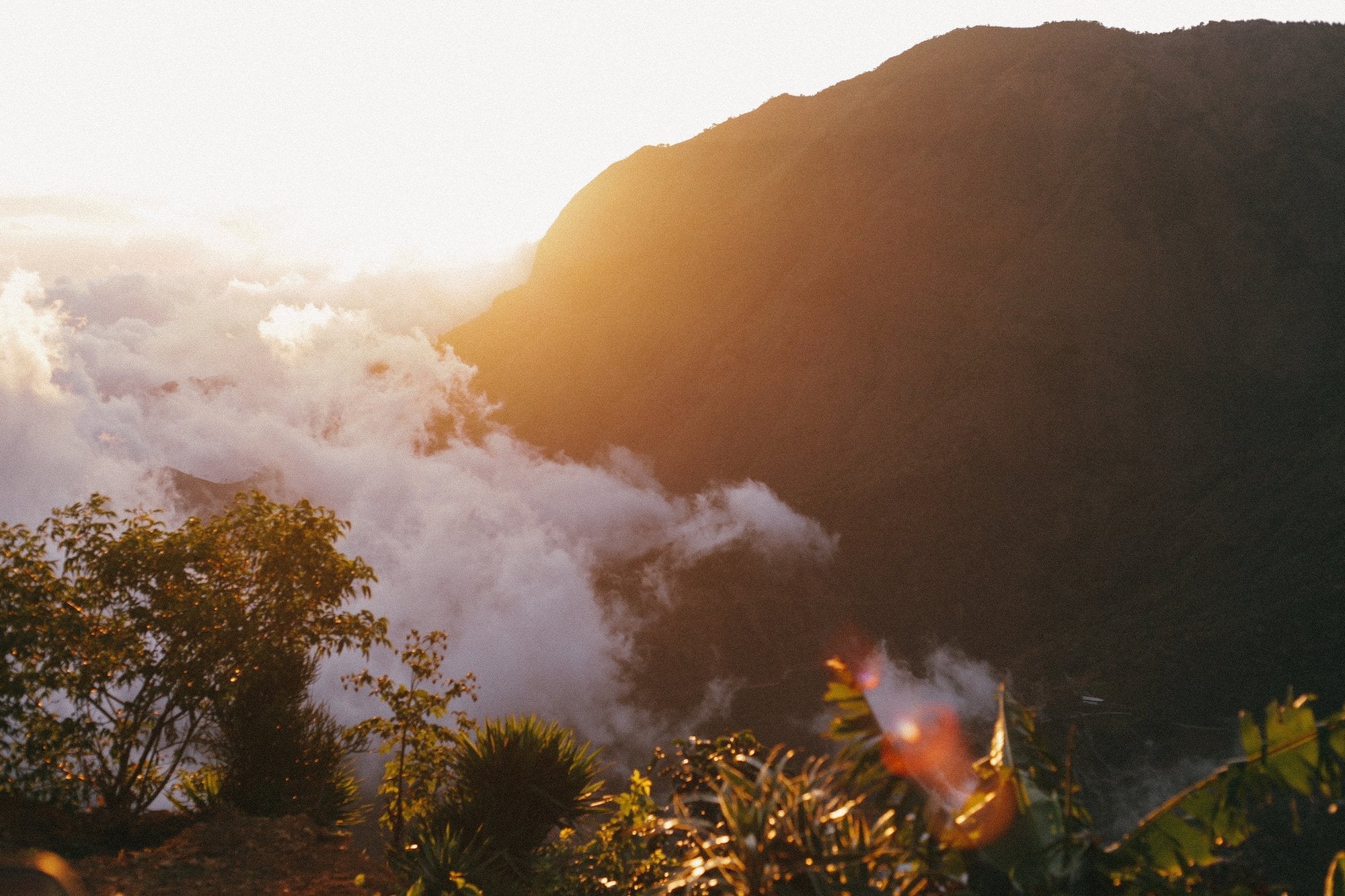 mountain vista with clouds at sunset